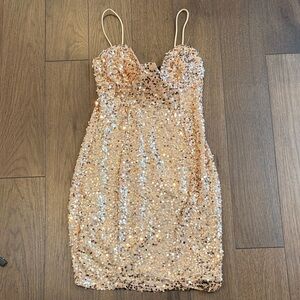 Symphony Women’s Sequin Gold Dress Medium NWT